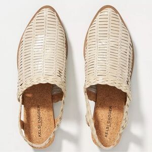 Kelsi Dagger Woven Slingback Flats in Cream and Tan